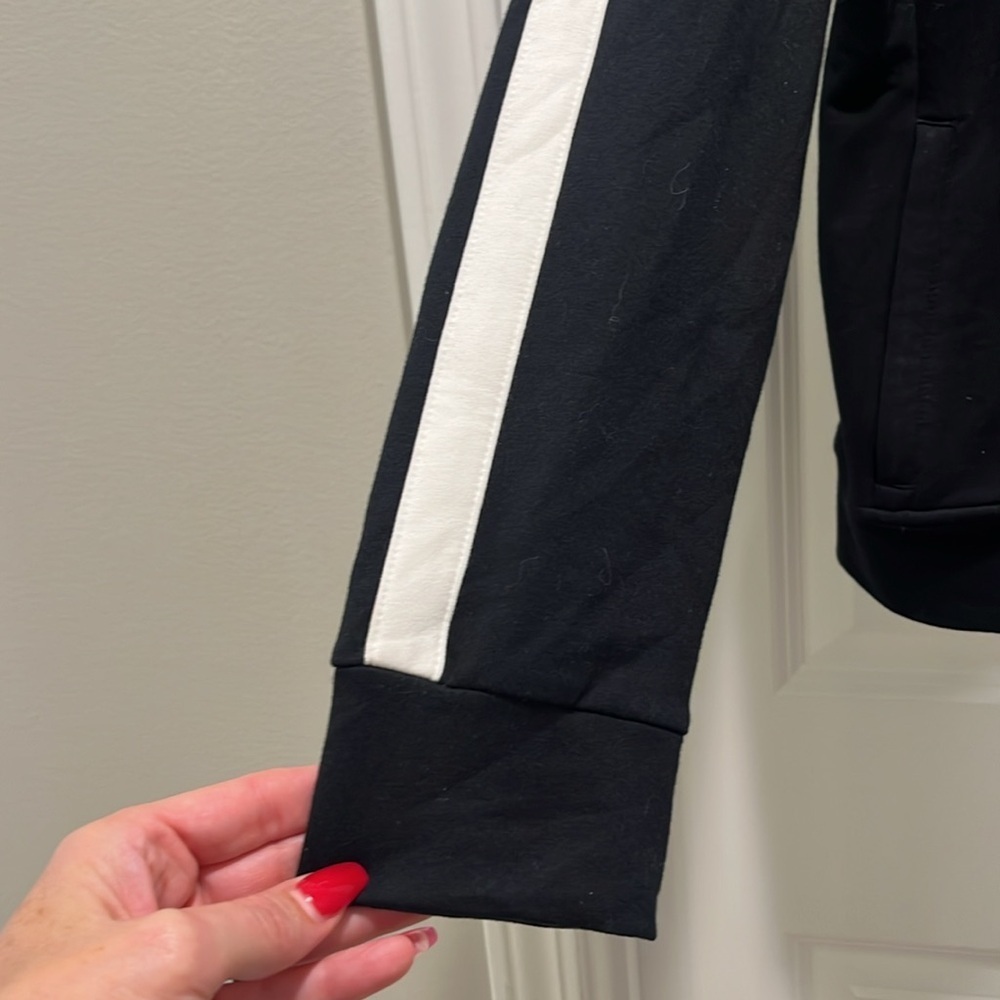 EUC Vintage Lauren Ralph Lauren Active black track jacket white stripes sleeves - Picture 9 of 9